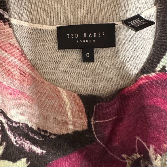 Ted Baker Pleated Long Sleeve Printed Sweater New Without Tags - Picture 6 of 9